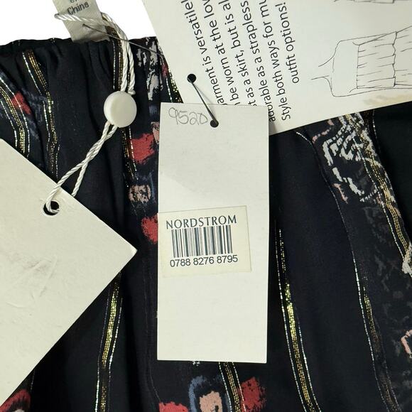 Joie Black Pink White Lyane Tiered Elastic Mini Ruffle Skirt Top Sz L NEW Tags - Picture 9 of 11